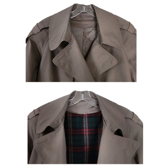 Vintage 1990s Light Brown Trench Coat – Women’s 16 Wool-Lined Classic Academia - Picture 10 of 12